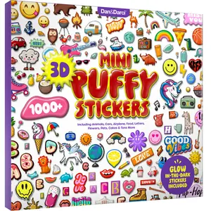 Dan&Darci 1000+ 3D Puffy Stickers for Kids & Teens Bulk Fun Pack with Glow-in-the-Dark Designs for Crafts & Journals Airplane Theme Acrylic Markers Crafting Kit