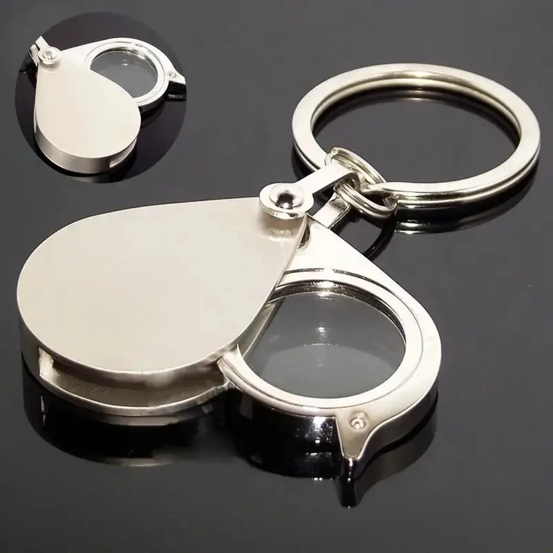 Portable Pocket Reading Magnifier, 10x Folding Metal Jewelry Magnifier, Keychain Magnifying Glass, Outdoor Spotlight Ignition, Necklace Magnifying Glass
