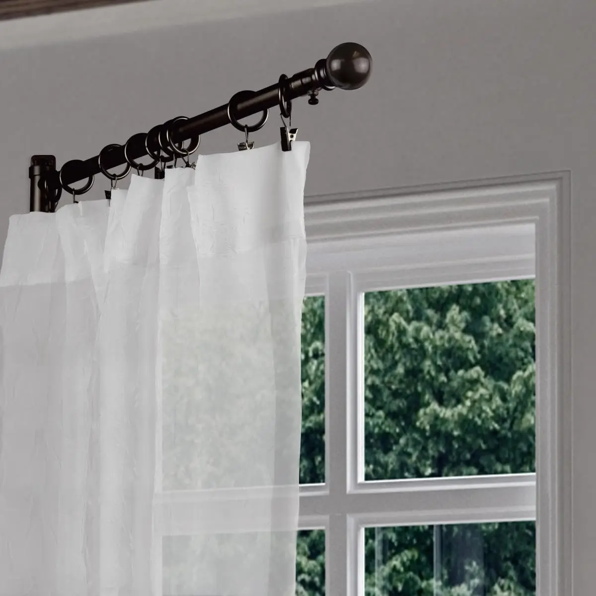 Cocoa Central Design Swing17-07 Non-Customised Swing Curtain Rod - Metal Finish, Swinging Arms, 0.625 in. Dia., 17-26 in. Adjustable Length for Window Treatment