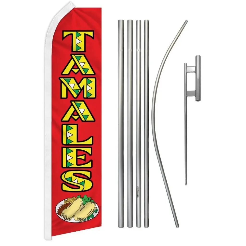 16-ft Curved Edge Windproof Polyester Free-Flying Flag & Banner Kit, 5-Piece Home Supplies Set with Steel-Aluminium Pole Components, Unique Prints for Festive Displays, Business Use