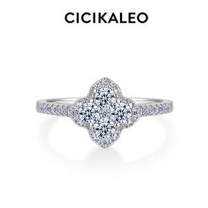 CICIKALEO 1.3CT Moissanite Rings for Women Clover Lucky 18K Gold Plated Lab-Created Engagement Promiserings Gift for Her R021 #Summervibes