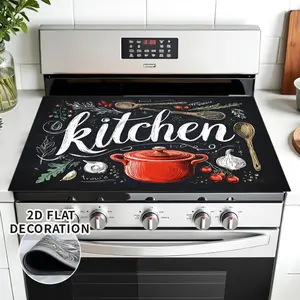 2D flat decorative electric oven cover suitable for kitchens, pots, and spoons - gas stove top protector, suitable for any cookware, 1 piece, stove cover, induction stove top protector, heat-resistant oven mat diatomaceous earth Stove Plate