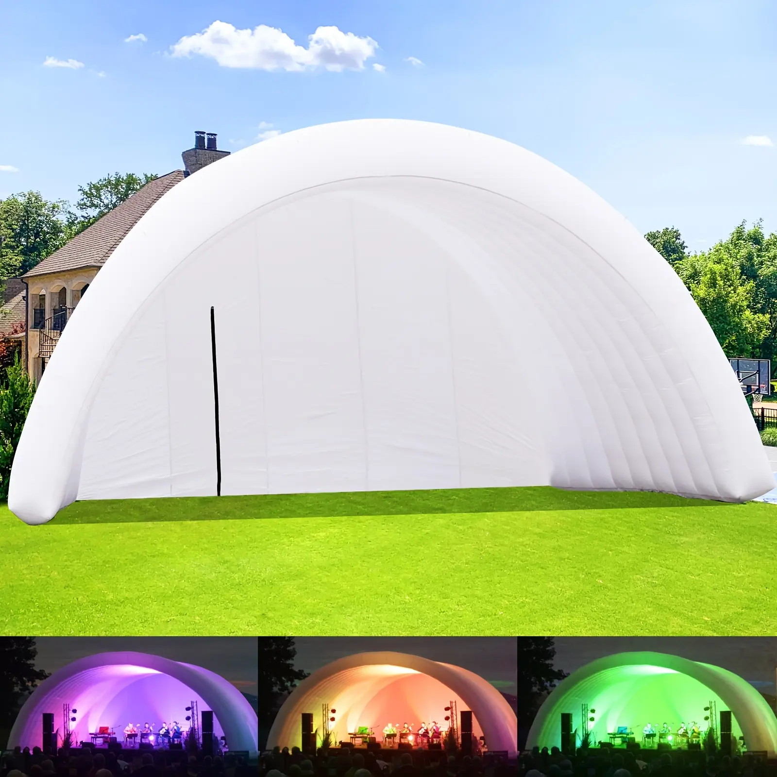 39X20X18FT Portable Inflatable Stage Tent Indoor/Outdoor Rooftop Booth Inflatable Stage Cover Marquee Concert Shelter Dome Marquee Cover with Blower