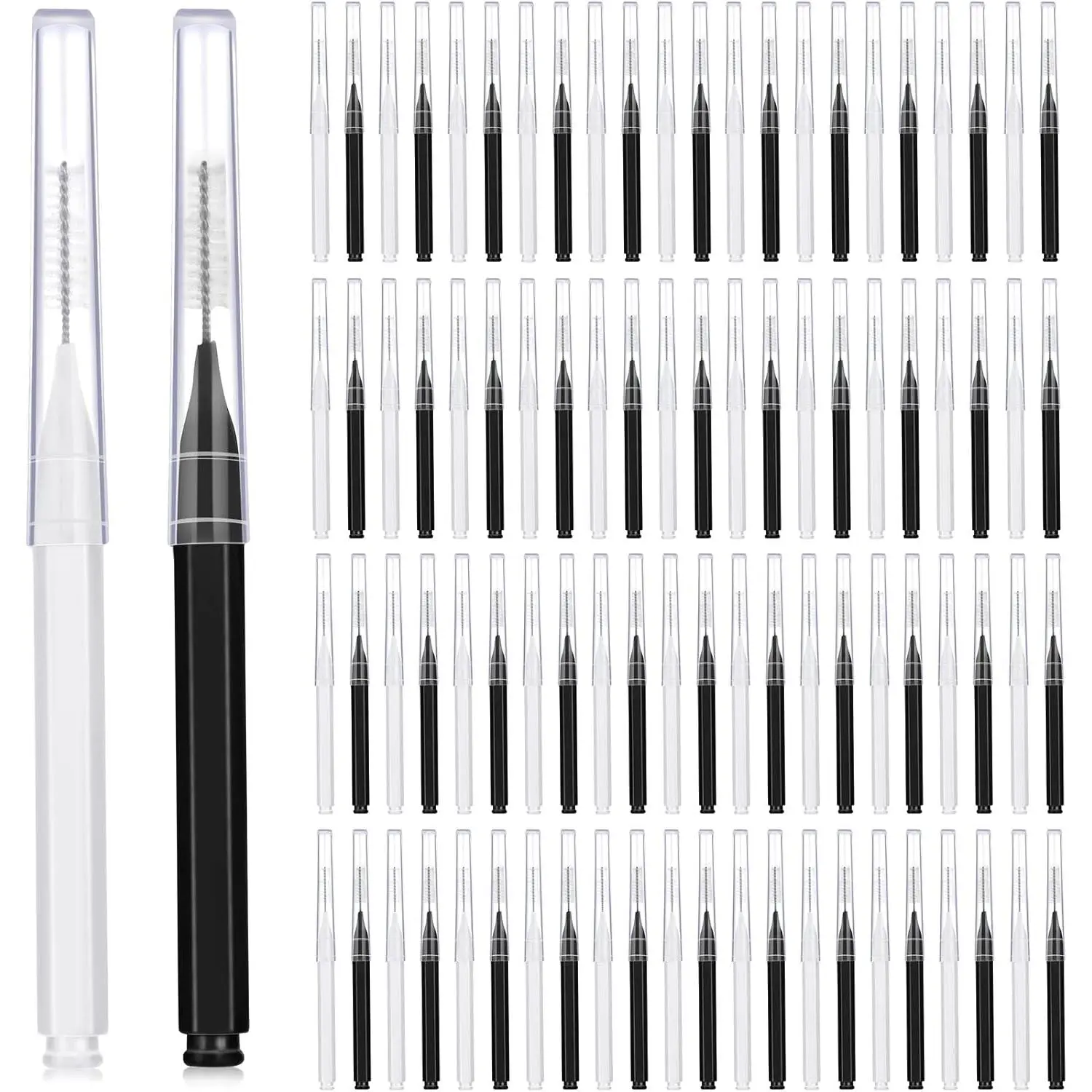 100 Pieces Braces Brush for Cleaner Interdental Brush Toothpick Dental Tooth Flossing Head Oral Dental Hygiene Flosser Toothpick Cleaners Tooth Cleaning Tool (Black, White)