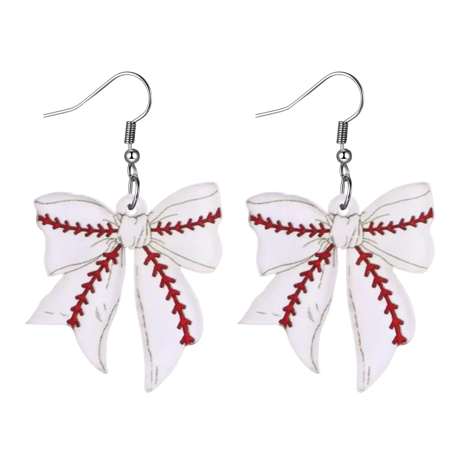 Volleyball Bow-Shape Dangle Earrings, Lightweight Acrylic Material with Silver Hooks for Gentle Everyday Wear, Sports Gift for Women & Teen Fans, Volleyball Earrings, Casual, Female, Hypoallergenic, Christmas, Daily, Valentine