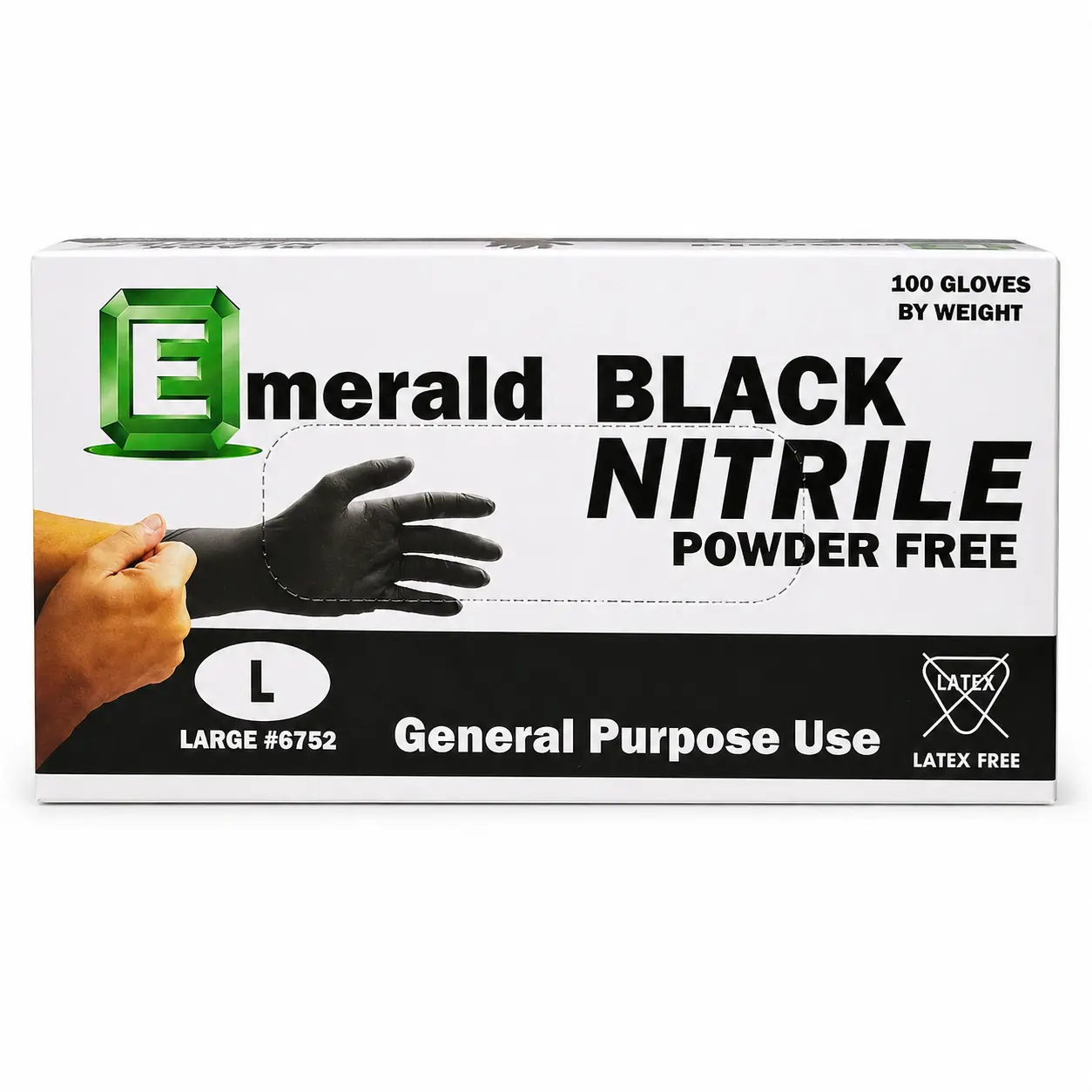 Emerald General Purpose Black Nitrile Gloves