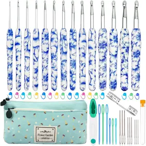 14 Sizes Crochet Hooks Set,2.25mm(B)-10mm(N)  Handle Crochet Hook for  Hands,Long Crochet  Set with Case for Beginners and Enthusiasts
