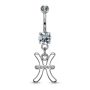 Pisces Zodiac CZ Belly Ring