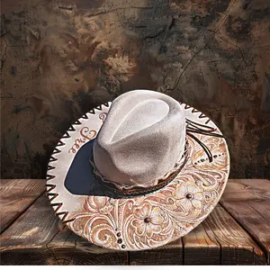 Wild & Free - Hand Burned and embellished Rancher Hat.