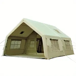 16x12 Ft Spacious Inflatable Camping Tent with Pump, Heavy-Duty 600D Oxford Fabric, Quick-Setup Hot Tent with Stove Jack Hole, Army Green, Ideal for Outdoor Adventures