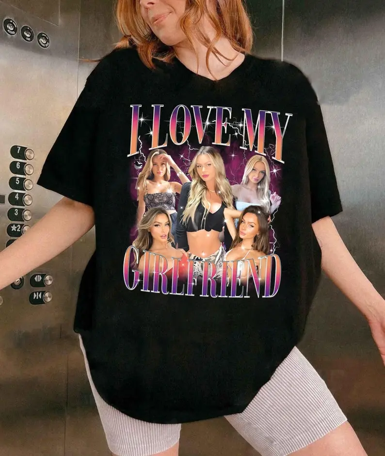 Custom I Love My Girlfriend Shirt, Girlfriend Bootleg Shirt, I Love My Fiance Shirt, Custom Girlfriend Tee, Custom Gift, Valentine Shirt