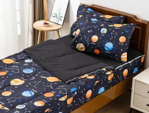Zipper Bedding Outer Space Galaxy Comforter Set for Boys Girls 3-   Bedding Set, Black