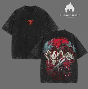 Bleeding Mask | Ichigo's Wrath - Bleach Anime Double Printed Vintage Washed Unisex Oversize Anime Manga Washed Heavyweight Cotton T-shirt, Gift For Anime Fan, Anime Lover