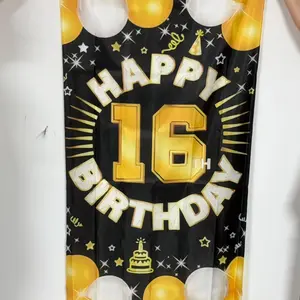 2D flat banner 1pcsHappy 16th Birthday Decorations for Boys and Girls, 16 Years Old Birthday Fabric Backdrop  Sixteen Party Photo Booth Background, Door Wall, Yard Decor for Indoor Outdoor UsePhotography Studio Professional Photographer Video Backdrops