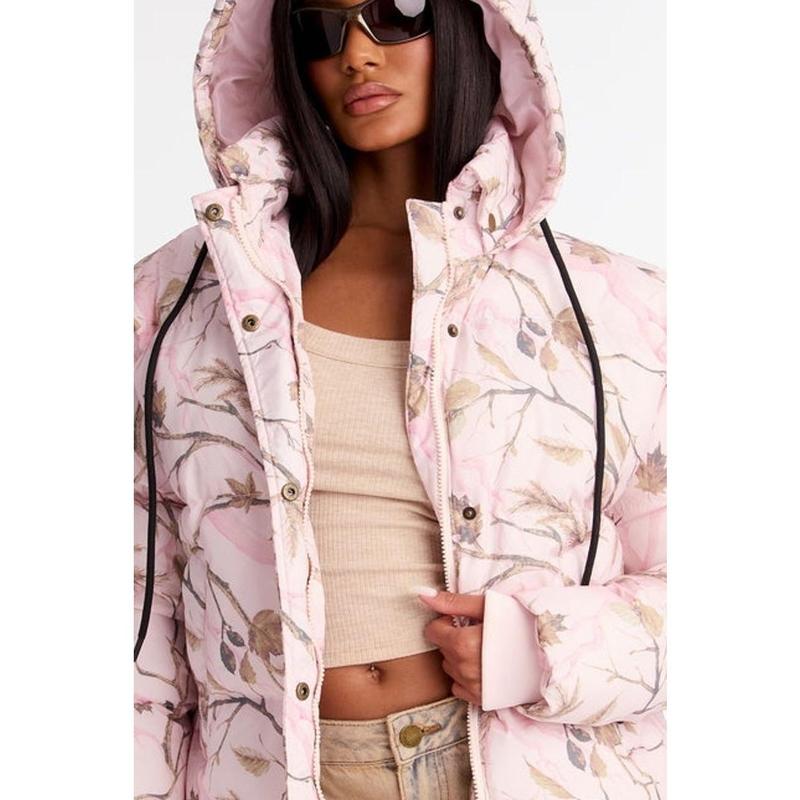 Ski Views Tree Camo Puffer Jacket - Pink/combo M