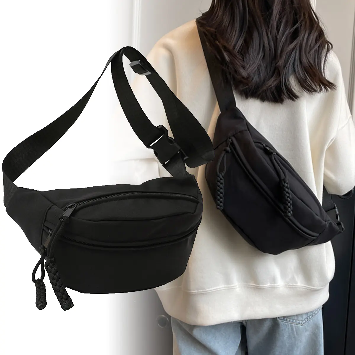 Women's Fashion Fanny Pack - Lightweight Waist Bag Crossbody Chest Pack with Adjustable Strap, Oxford Fabric for Travel Running Hiking, Fits Phone Wallet Essentials