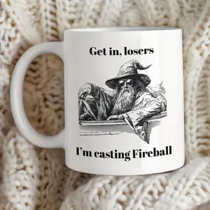Fireball Wizard Mug: Funny Dungeons and Dragons Coffee Cup
