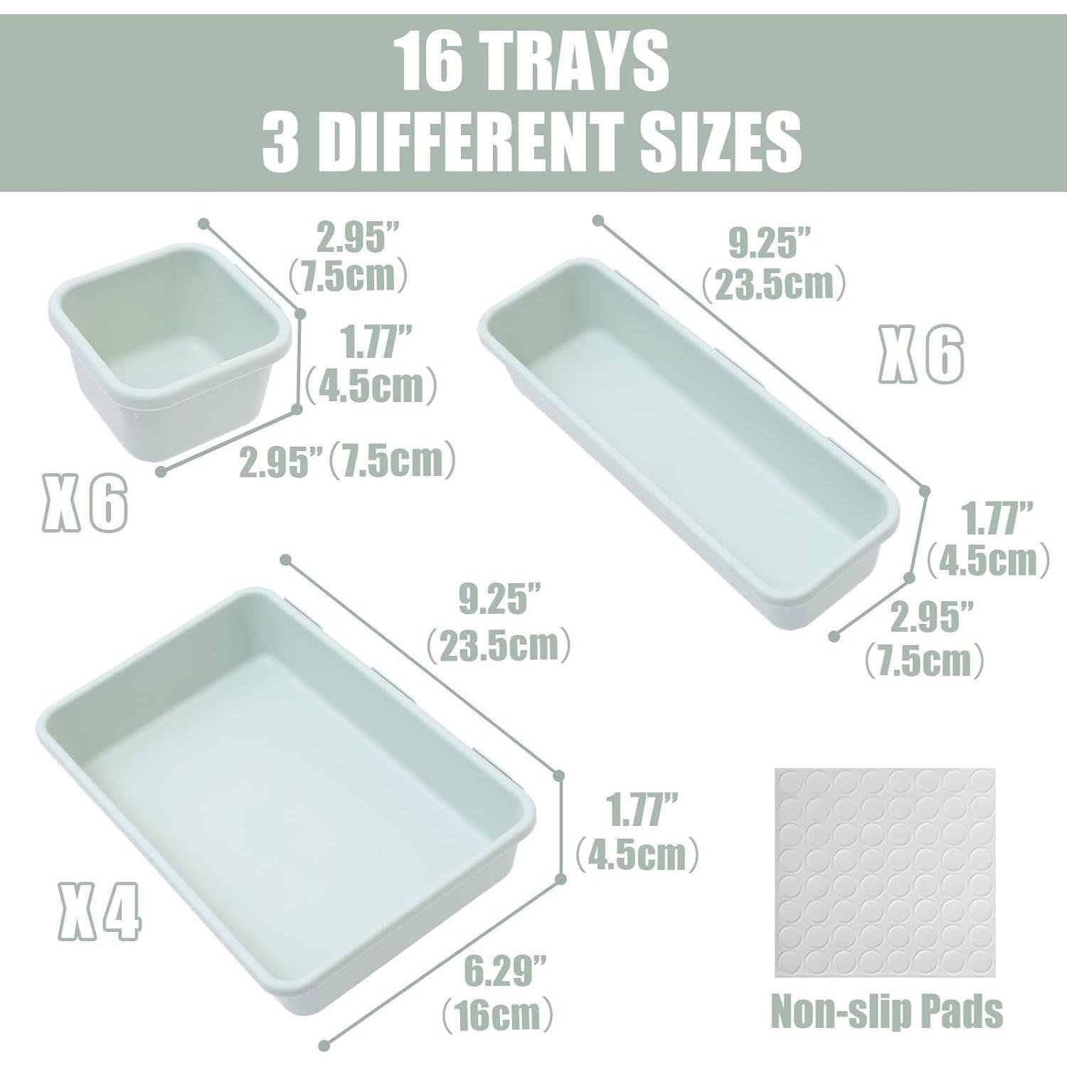 Multipurpose Household Plastic Storage Trays 16 Pieces Three Size Combination Drawer Divider Box Space Saving Neat Organizer For Beauty Salon Makeup Kitchen Utensils Study Room Stationery Bathroom Sundries Multipurpose Household Plastic Storage Trays 16 Pieces Three Size Combination Drawer Divider Box Space Saving Neat Organizer For Beauty Salon Makeup Kitchen Utensils Study Room Stationery Bathroom Sundries