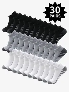 30/15 Men's Solid Striped Ankle Socks, Breathable Comfy Socks, Comfortable Breathable Socks for Everyday Wear Multi-Pair Sock Packs, All-Season Style