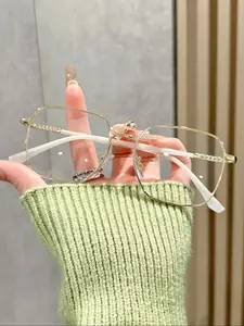 Metal Square Frame Eyeglasses, Fashionable Clear Lenses Eyeglasses for Men & Women, Glasses for Everyday Use