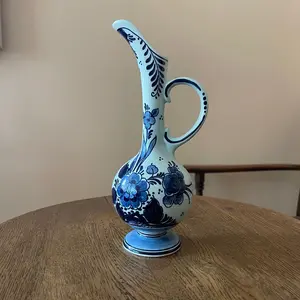 Hand-Painted Delft Blue Pitcher – Royal Goedewaagen Floral Ceramics