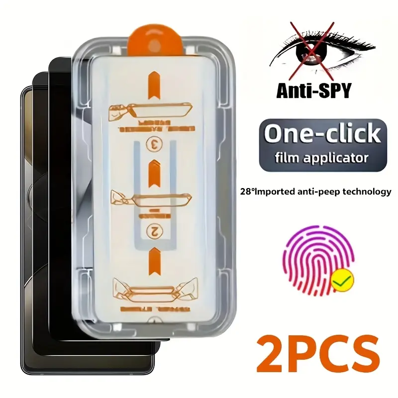 2-Pack One-Touch Anti-Spy Tempered Glass Cellphone Protective Screen Protector, Compatible with Samsung Galaxy S26/s25/s24/s23/s22/s21, Full Coverage, No Bubbles, Fingerprint