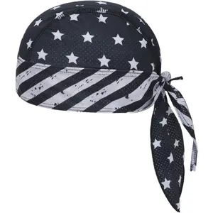 American Flag Pirate Bandana Skull Caps Cooling Dew Rags Helmet Liner Wicking Do Rags Head Wrap for Men and Women