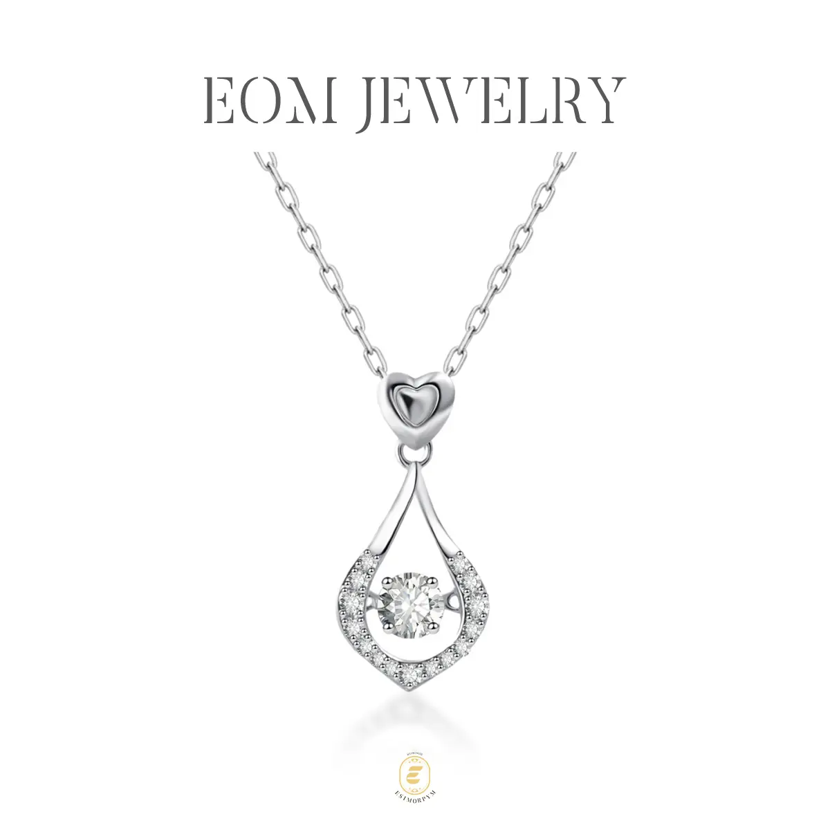 New EOM Moissanite Sweetheart Teardrop Pendant Necklace Silver-Plated Valentine's Day Wedding Engagement Anniversary Romantic Elegant Gift Daily Wear