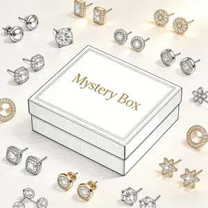 1 Pair Mystery Cubic Zirconia Silver Plated Earring  Box –  Mystery Birthday Gift, Friend Gift, Mystery