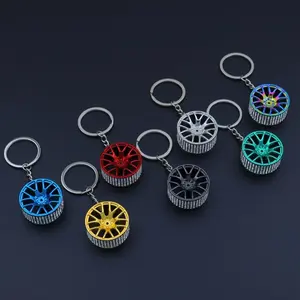 2026 New Full Diamond Wheel Hub Pendant, Colorful Metal Wheel Rim Alloy Keychain, Stylish Car Ornament Gift, Portable Accessory for Daily and Outdoor Use