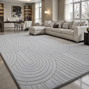 FAMVAL Fluffy Accent Area Rug, Super Soft Tree Ring Jacquard Rug with Non-Slip Bottom for Bedroom Living Room Decor