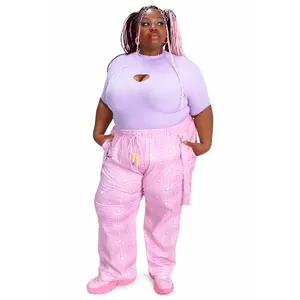 Dreamy Star Plaid Pants - Pink