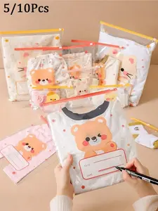 5/10pcs Transparent Storage Bags, Suitable For DIY Craft Materials, Transportation Packaging, Frosted Zipper Plastic Bags, Keep Clothes Clean, Transparent Plastic Garment Bags For Packaging T-Shirts, Shirts, Documents, Clothes