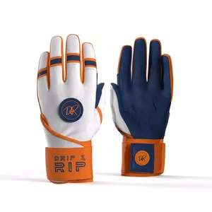 Drip & Rip™ "Baller" Series Premium Leather Long Cuff Batting Glove Freezer Burn