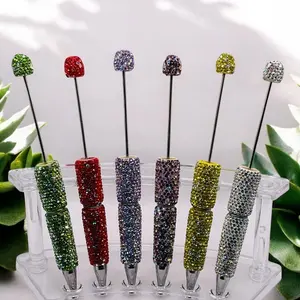 Dazzling Rhinestone Beadable Pens - High-Quality Metal Base with Sparkling Accents, Customizable for Unique Touches, Vibrant Shades Available