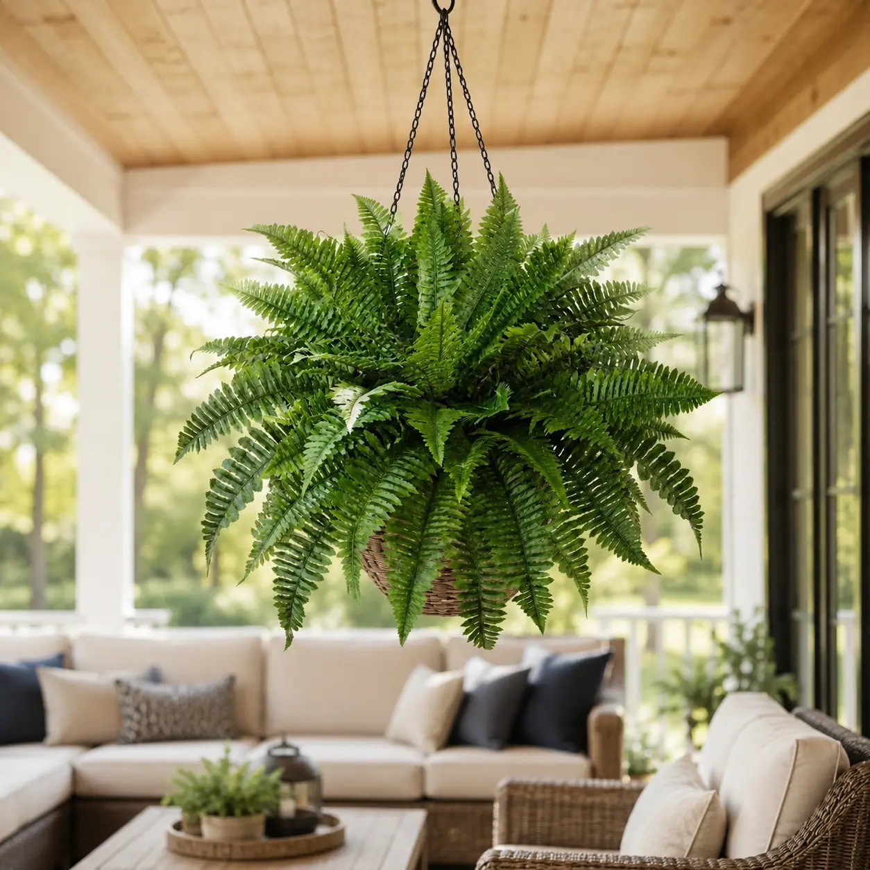 Artificial Fern Plant 26.4in, Lush Faux Greenery for Indoor Outdoor Decor, UV Resistant Fake Fern for Porch Patio Garden Hanging Basket Planter, Realistic No Watering Evergreen Home Decoration