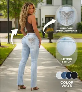 Women's Butt-Lifting & Slimming Jeans—Featuring Ultra-High Stretch and a Flattering High-Waisted Fit. Adorned with a unique back-pocket design, these versatile jeans are suitable for all seasons and pair perfectly with everything from high heels to flats.