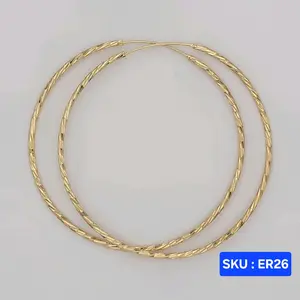 Beautiful Hoop Earrings  70mm XXL 2N Laminated Gold Fashion Jewelry for Women Versatile Stylish Accessory     SKU : ER26