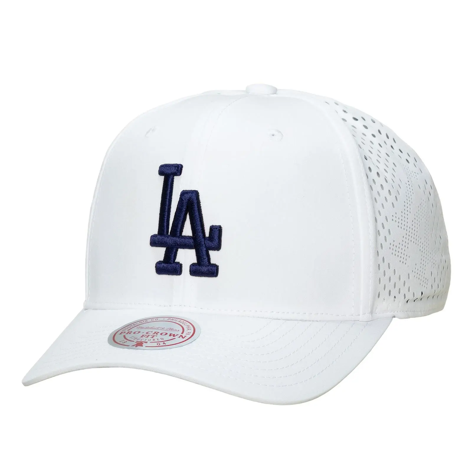 Los Angeles Dodgers White Perfect Logo Pro Crown Snapback Hat MLB Throwback Cap Adjustable Fan Gear Mitchell & Ness