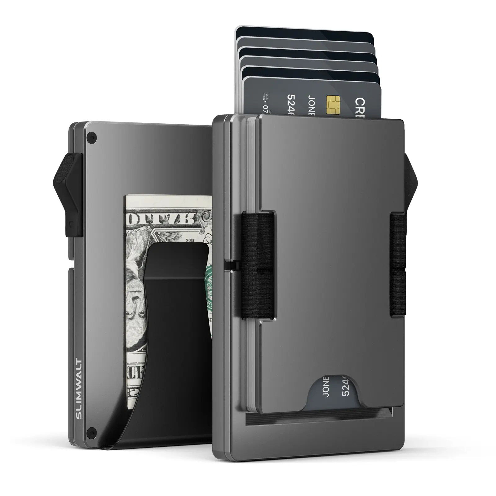 SLIMWALT Chic Men's Expandable RFID Blocking Aluminum Pop Up Wallet - Business Card Organizer, Travel Accessory, Detachable Money Clip, Holds Up to 20 Cards & 20 Bills, Minimalist Front Pocket Metal Wallet