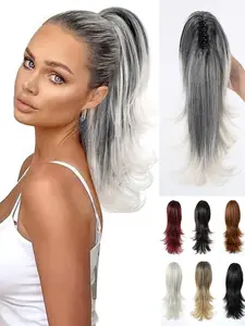 16 Inch Medium Long Curly Hair Ponytail Extension, Wavy Claw Clip Ponytail, Synthetic Hair Extensions for Women, Perfect for Parties & Cosplay, Synthetic Wiglets, Wavy Hairpieces, Synthetic Soft Hairpieces