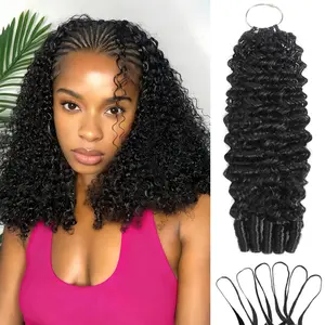Burmese Curly Crochet Human Hair Invisible Knotless 50g Pre-Separated Feather Crochet Human Hair Reusable Lightweight Miracle Knots Crochet Hair for Black Women