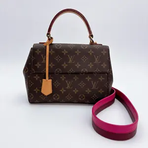 Pre-owned Louis Vuitton canvas Crossbody Bags Monogram Cluny BB Bordeaux Fuchsia