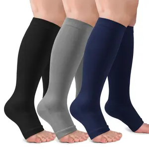 3 Pairs Open Toe Solid Color Compression Socks S-4XL Women & Men Support Cycling Dancing Yoga Kongfu of Multiple sizes Compression Socks