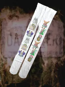 Tight-Fitting Opaque Socks with Cartoon Print Design, Fashionable Stocking Style for Daily Wear & Casual, Soft Comfy Socks