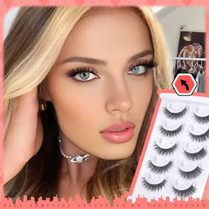 Reusable Self-Adhesive C Curl False Eyelashes, Includes Adhesive Strips, 5 Pairs 7-14mm, Ideal for Daily Wear and Makeup, Perfect for Beginners