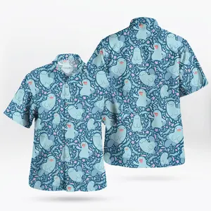 Sunset Waifu – Aloha Summer Button Down Blue Quagsire Ocean Pattern PKM Hawaiian Shirt