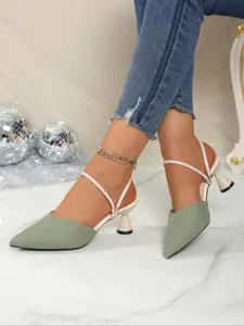 Women's Fashion Multi-Purpose Spring Summer High Heels, Fashionable Heeled Sandals, Summer Style Sandals, Pointed Toe Sexy Single Shoes, Rubber Sole, Perfect for Casual & Formal Wear