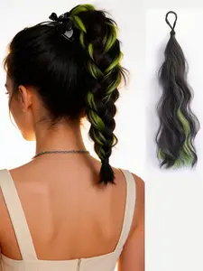 18 Inch Dopa Color Highlights Ponytail, Elastic Rubber Band Curly Hair Bun, Natural Puffy, Stylish and Versatile, All Seasons Wear