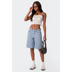 Low Rise Bermuda Denim Carpenter Shorts Low Rise Bermuda Denim Carpenter Shorts